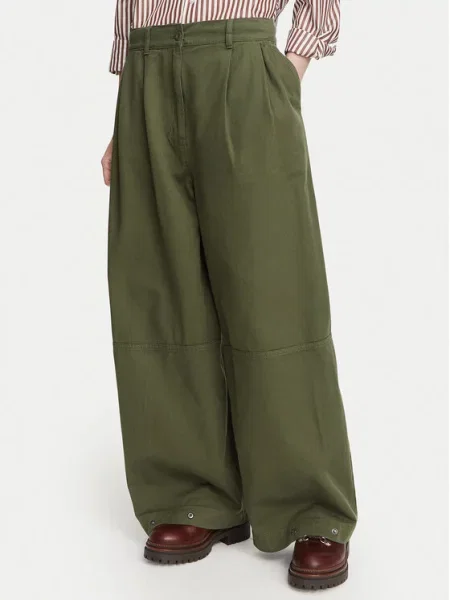 Weekend Max Mara Hlače iz tkanine Bacca Khaki