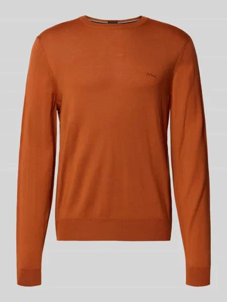 Sweter o kroju regular fit z dzianiny z czystej żywej wełny model ‘BOTTO’ Boss pomarańczowy