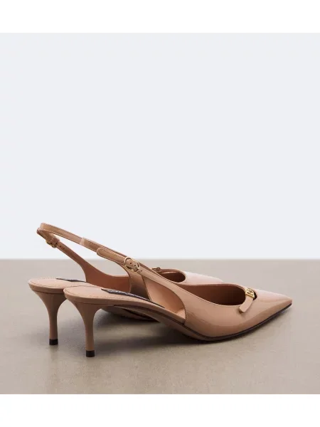 Pantofi cu toc Dolce&gabbana din piele de lac slingback bej