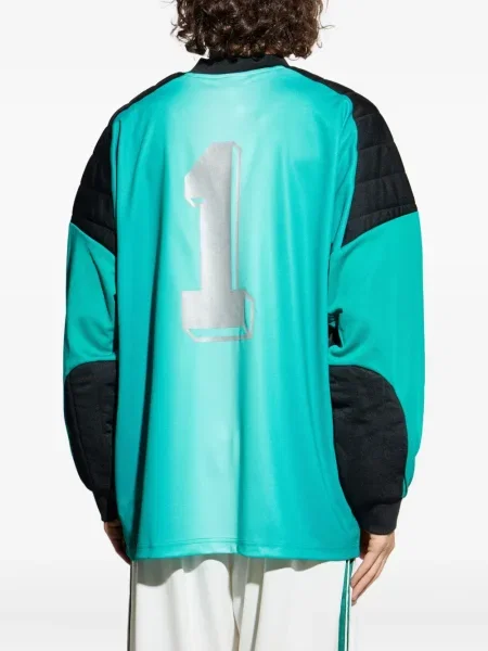 Top Adidas cu paiete cu dungi din jerseu albastru