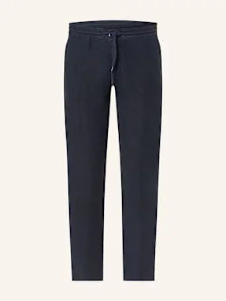 Alberto Lněné Kalhoty House V Joggingovém Stylu Tapered Fit tmavě modrá