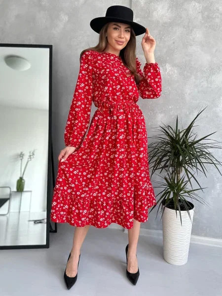 ISSA Plus Сукня міді без підкладки червоний