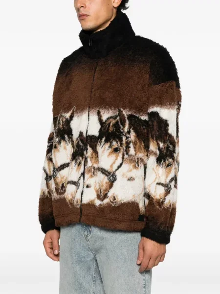 Kardigan Mm6 Maison Margiela s printom smeđa