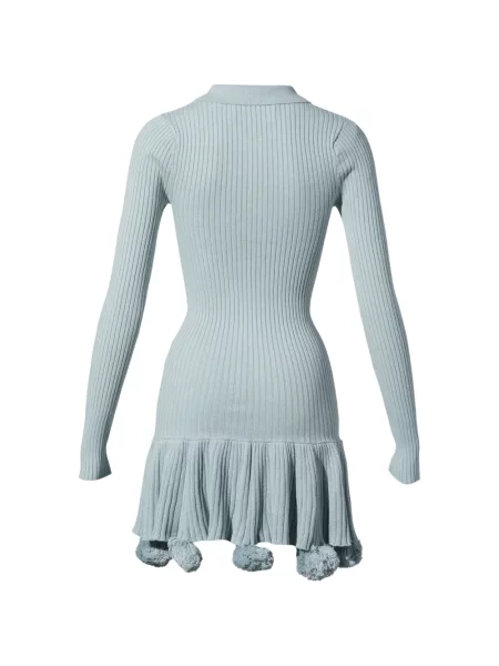 Rochie Conner Ives tricotate cu pompoane albastru