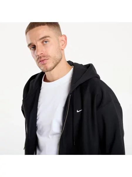 Суитшърт Nike Solo Swoosh Full-Zip Fleece Hoodie Black/ Black/ White XS бяло