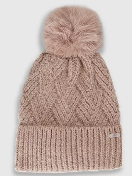 4F czapka zimowa beanie one size beżowa