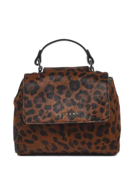 Geantă shopper Orciani cu imagine cu model leopard maro