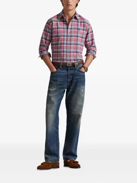 Șapcă Polo Ralph Lauren cu broderie din țesătură twill în carouri albastru