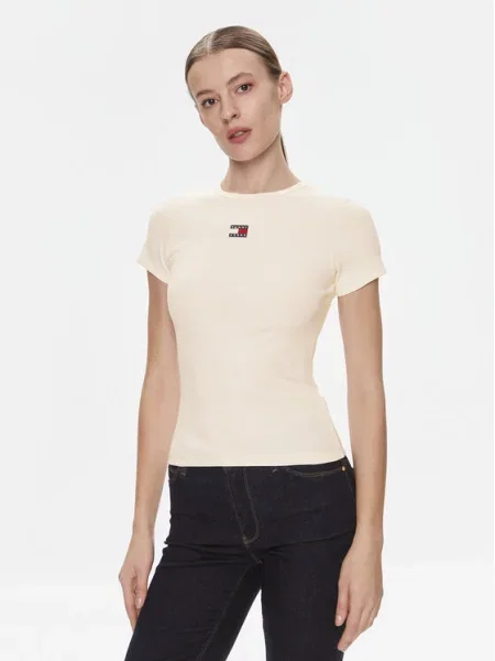 Tommy Jeans T-Shirt Badge Κρεμ