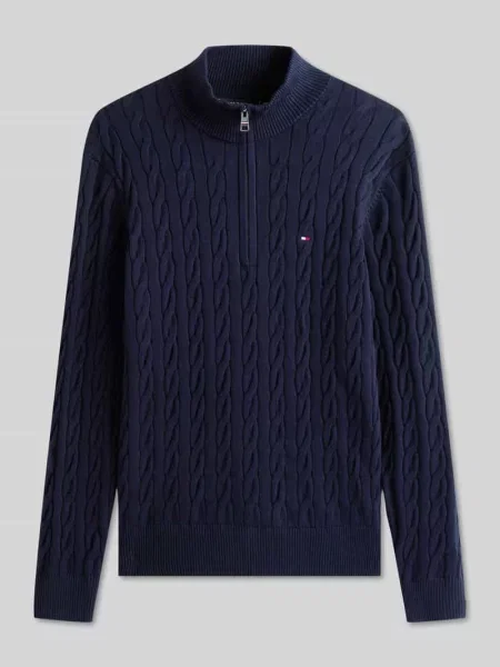 Bluza Tommy Hilfiger z kołnierzem z logo klasyczna granatowa