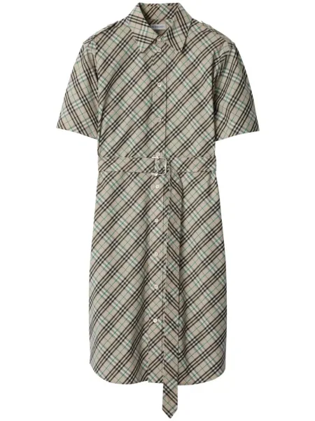 Mała sukienka koszulowa Burberry w kratkę garniturowa