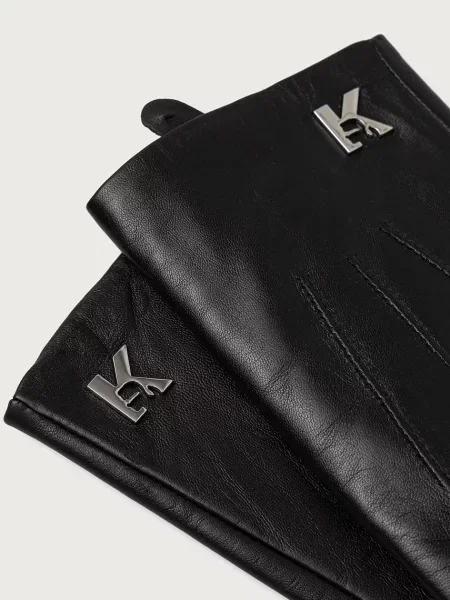 Karl Lagerfeld Jeans mănuși din piele negru