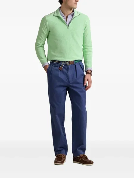 Tricou Polo Ralph Lauren din piele cu broderie în carouri maro