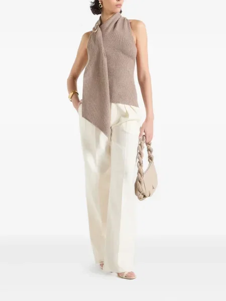 Bluzka Manière De Voir z dekoltem halter brązowa