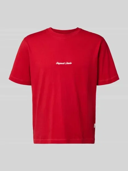 T-shirt z wyhaftowanym logo model ‘NORREBRO’ Jack & Jones czerwona
