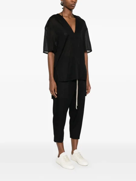 Top Rick Owens cu decolteu în V scurt negru