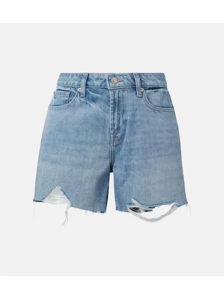 Obrabljene kratke jeans hlače 7 For All Mankind modra