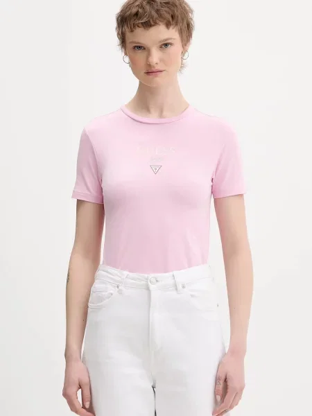 Guess Jeans tričko dámske s bavlnou ružová