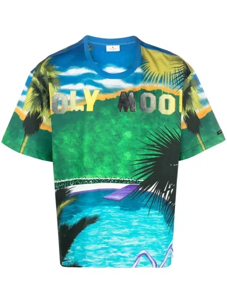 Tricou Etro cu imagine scurt albastru