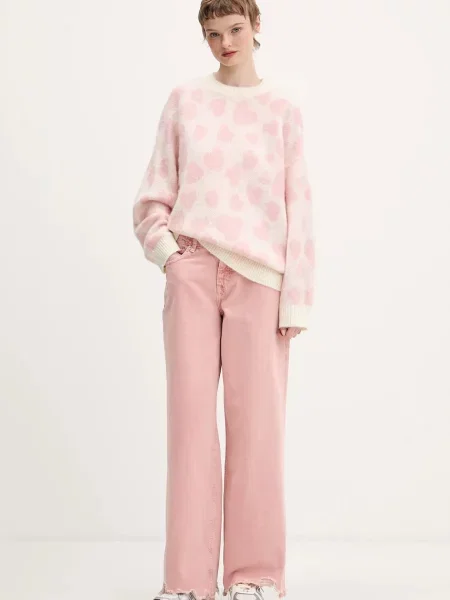 Hugo Blue sweter z dodatkiem wełny Sallyna_B różowy niebieski