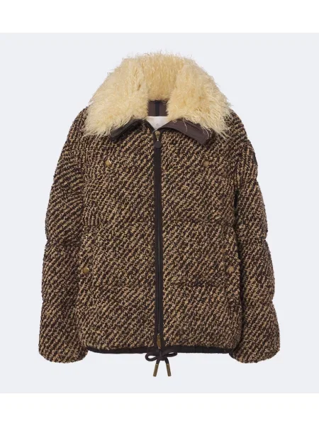 Bouclé geacă cu puf Moncler maro