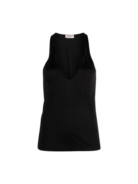 Top Saint Laurent z dżerseju z dekoltem w kształcie litery U czarny