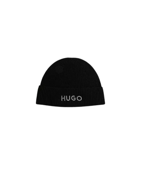 HUGO czapka z wełną Siro_Hat czarna