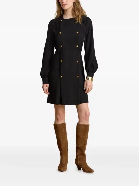 Двуредна мини рокля Lauren Ralph Lauren черно