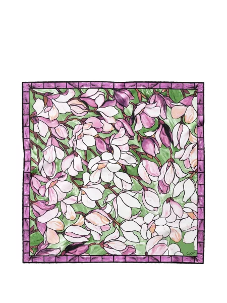 Fular Elizabetta de mătase cu model floral cu imagine roz