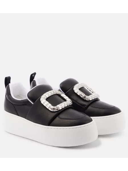 Sneakerși Roger Vivier din piele cu platformă negru