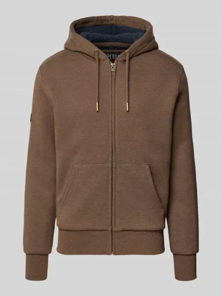 Bluza dresowa w kroju regular fit z dzieloną kieszenią kangurką model Borg' Superdry