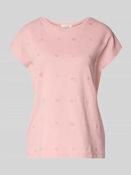 T-shirt z okrągłym dekoltem i haftami Christian Berg Woman