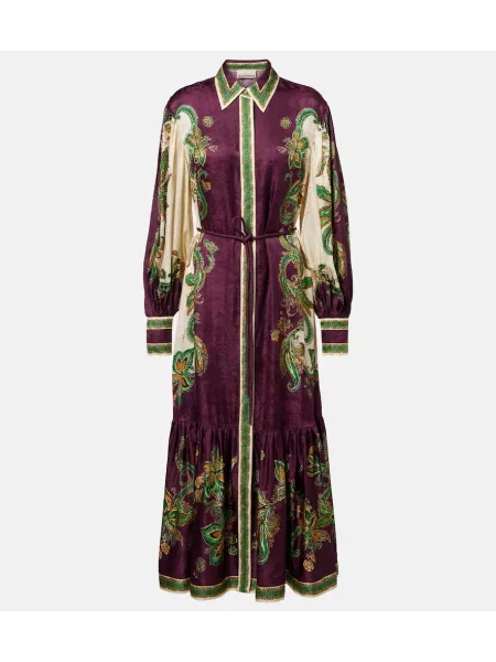 Rochie tip cămașă Alemais cu imagine violet