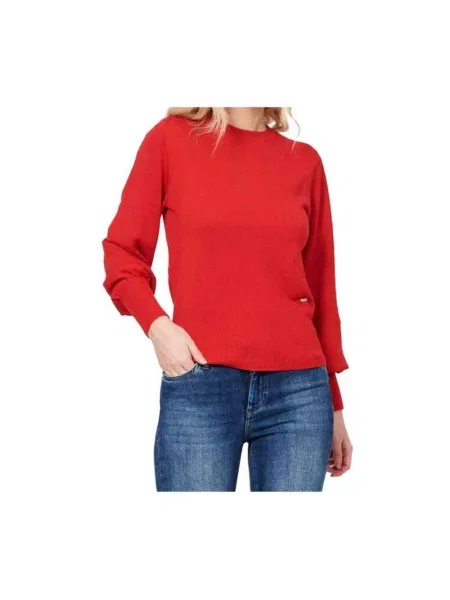 Sweter Armani Exchange wełniany z długim rękawem czerwony