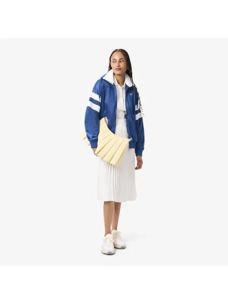 Lacoste Bluza Satynowa Z Dzianiny Pointelle W Luźnym Kroju niebieska