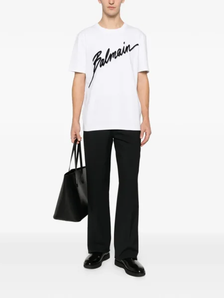 Tricou Balmain cu broderie alb