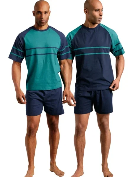 LE JOGGER Pijama scurtă marin / verde petrol albastru