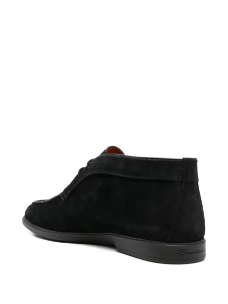 Botine Santoni cu șireturi din piele negru