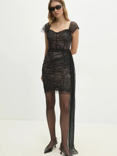 Answear Lab sukienka mini dopasowana czarny