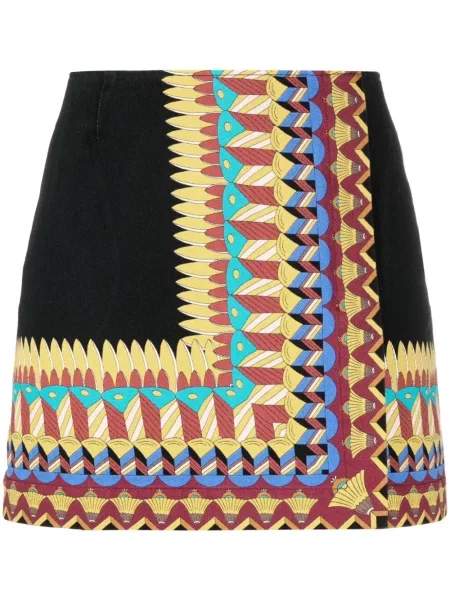 Fustă La Doublej cu imagine cu imprimeu geometric din țesătură twill negru
