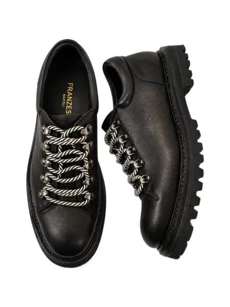 Pantofi Franzese Collection cu șireturi din dantelă negru