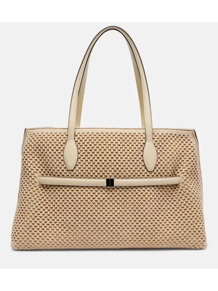 Geanta de piele Toteme din piele bej