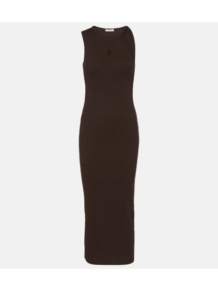 Rochie maxi Jw Anderson cu broderie de costum maro