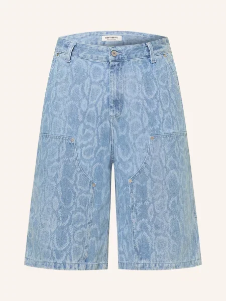 Carhartt Wip Džínové Šortky Snake Nixon snake camo blue bleached modré