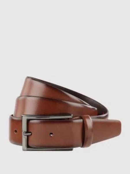 Skórzany z metalową sprzączką Pierre Cardin brązowy