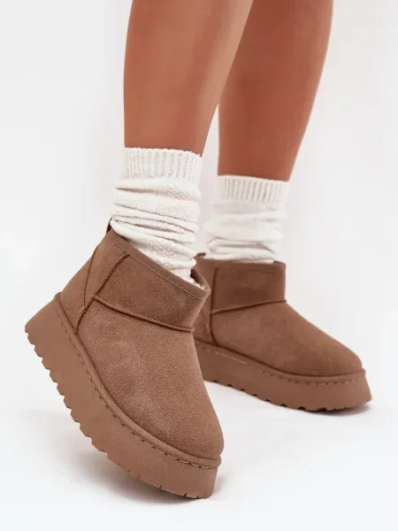 Zateplené kozačky Boto na platformě khaki