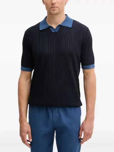 Gulerat tricou polo Benetton tricotate albastru