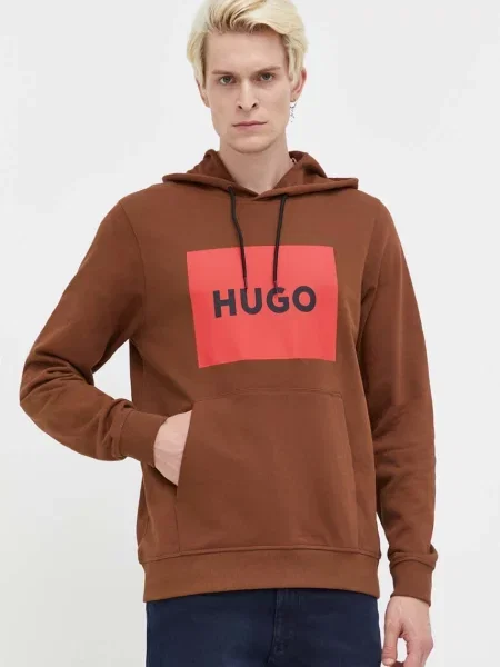 HUGO Bombažen pulover rjava