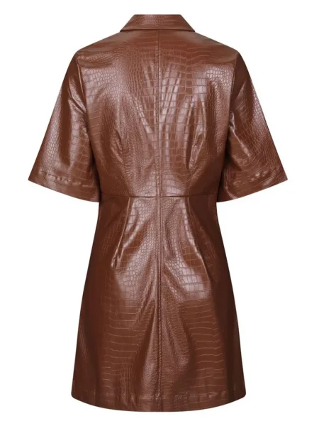 Rochie tip cămașă Samsøe Samsøe scurtă de costum maro