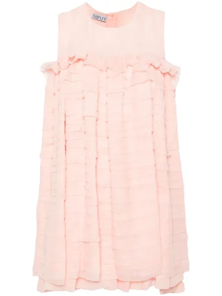 Mała sukienka mini Baruni z falbankami garniturowa różowa